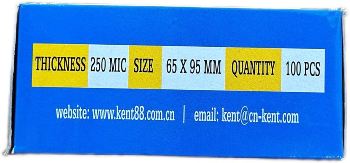 ID CARD Pouch  Laminating  Film KENT (250 MIC) 100 Pices